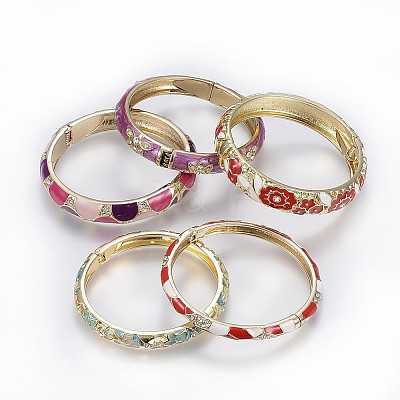 Zinc Alloy Bangles BJEW-P217-01G-1