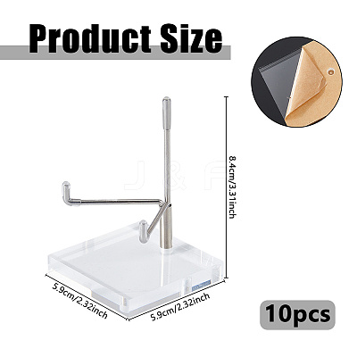 Stainless Steel Crystal Ball Display Holder with Square Clear Acrylic Bases AJEW-WH0695-152P-B-1