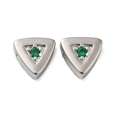 Real Platinum Plated Brass Micro Pave Cubic Zirconia Bead KK-H455-08P-03-1