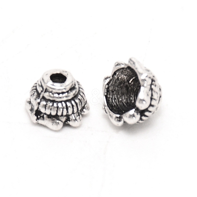 Tibetan Style Multi-Petal Alloy Bead Cones FIND-WH0100-35AS-1