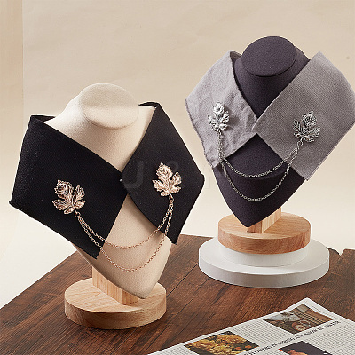 2Pcs 2 Colors Double Maple Leaf Hanging Chain Brooch JEWB-GO0001-03-1