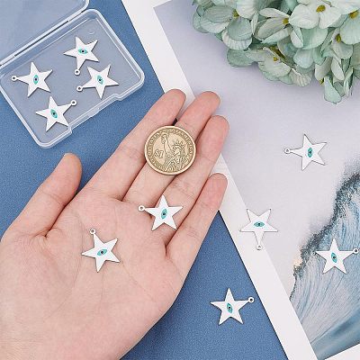 10Pcs 304 Stainless Steel Enamel Pendants STAS-NB0001-27-1