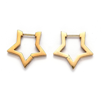 304 Stainless Steel Star Huggie Hoop Earrings STAS-J033-05G-1