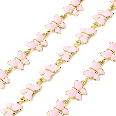 Brass Enamel Butterfly Link Chains CHC-F021-03G-03-1