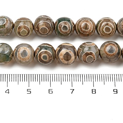 Natural Tibetan 3-Eye dZi Agate Beads Strands G-A240-A03-01-1