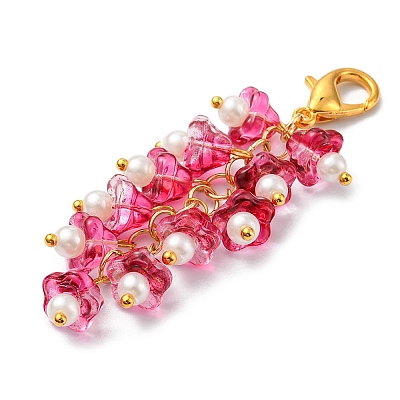 Trumpet Flower Glass Pendant Decorations HJEW-YW0001-02D-1