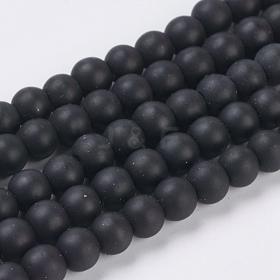 Synthetical Black Stone Beads Strands X-G-G508-7-1