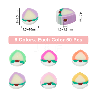 300Pcs 6 Colors Handmade Polymer Clay Beads CLAY-DC0001-03-1