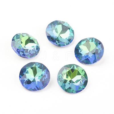 Pointed Back & Back Plated Glass Rhinestone Cabochons X-RGLA-J012-10mm-001SP-1