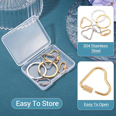 6Pcs 6 Styles 304 Stainless Steel Split Key Rings STAS-TA0003-46-1