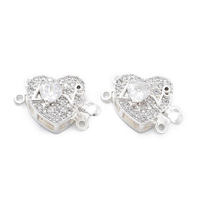Brass Micro Pave Cubic Zirconia Box Clasps KK-B125-07S-03-1