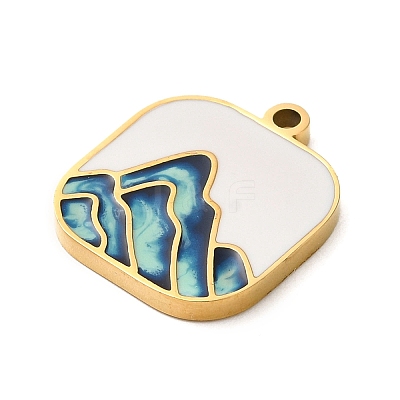Ion Plating(IP) 304 Stainless Steel Enamel Pendants STAS-Q301-13G-1