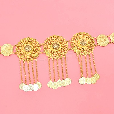 Alloy Crystal Rhinestone Coin Link Hollow Flower Tassel Waist Body Chains for Women FS-WGEDFED-01-1