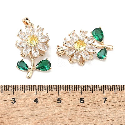 Brass Micro Pave Cubic Zirconia Rotatable Pendants X-KK-A287-02G-1