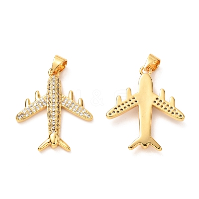Brass Micro Pave Clear Cubic Zirconia Pendants KK-G399-26-1