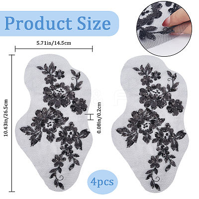 Flower Polyester Embroidery Sew on Appliques PATC-WH0012-32A-1