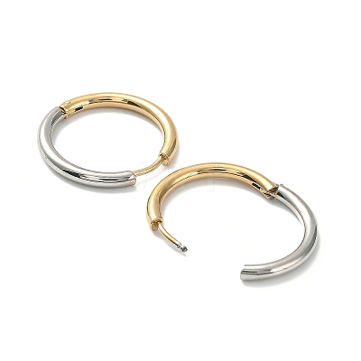 Ion Plating(IP) Two Tone 304 Stainless Steel Huggie Hoop Earrings EJEW-A106-02E-1