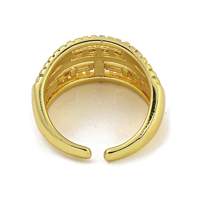 Brass Micro Pave Cubic Zirconia Cuff Rings for Women LS-RJEW-E294-04G-01-1