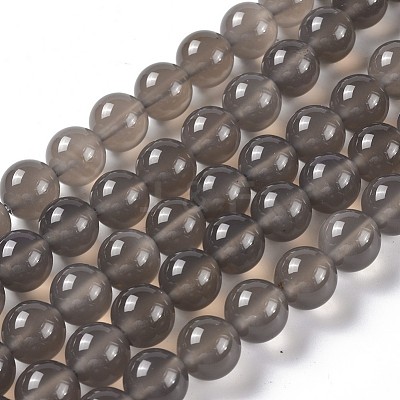 Natural Grey Agate Bead Strands G-R193-12-10mm-1