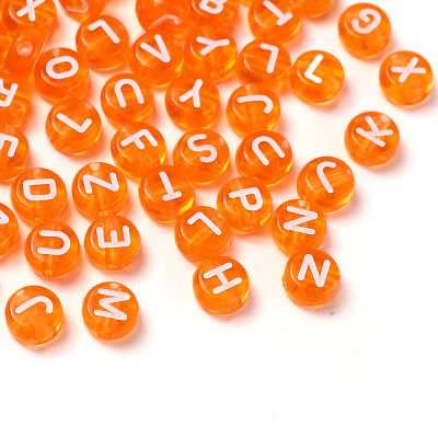Transparent Dark Orange Acrylic Beads TACR-YW0001-08E-1