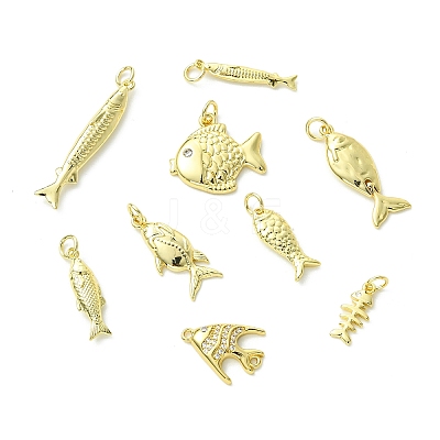 9Pcs 9 Styles Brass Pendants KK-CJ0004-41-1