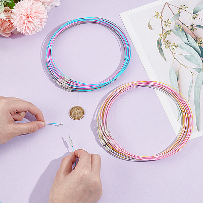 60Pcs 6 Colors Stainless Steel Wire Necklace Cord DIY Jewelry Making TWIR-UN0001-13B-1
