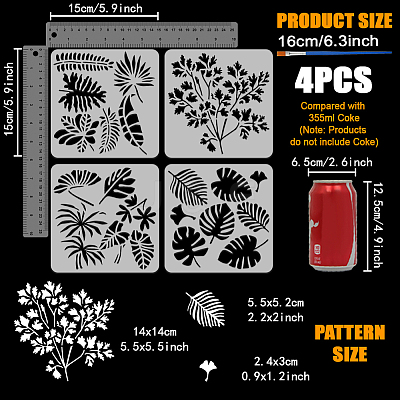 4Pcs 4 Styles PET Hollow Out Drawing Painting Stencils DIY-WH0394-0544-1