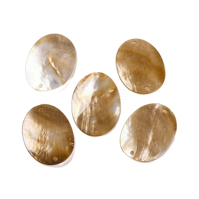 Natural Sea Shell Oval Connector Charms BSHE-S304-10-1