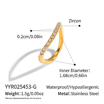 304 Stainless Steel Micro Pave Cubic Zirconia Steel Finger Rings for Women DV2865-1-1