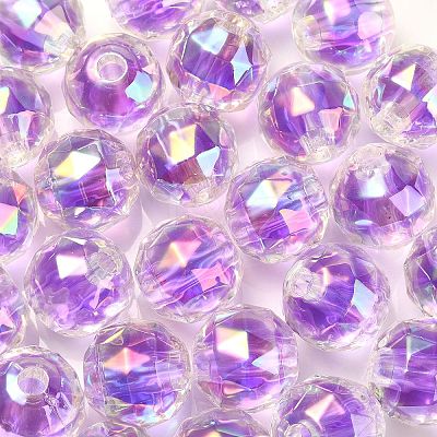 Two Tone UV Plating Rainbow Iridescent Acrylic Beads TACR-D010-06G-1