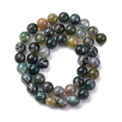 Natural Moss Agate Beads Strands G-F453-8mm-1