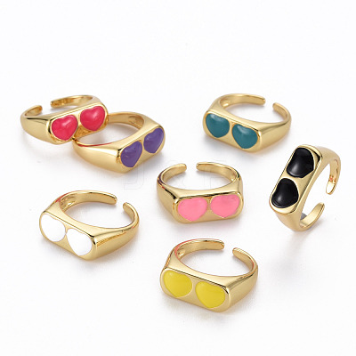 Brass Enamel Cuff Rings RJEW-Q164-003-NF-1