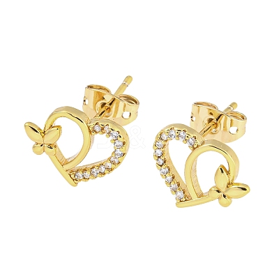Brass Micro Pave Cubic Zirconia Ear Studs EJEW-P261-27D-G-1
