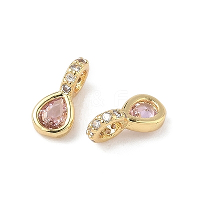 Brass Micro Pave Cubic Zirconia Charms KK-Q039-04C-G-1