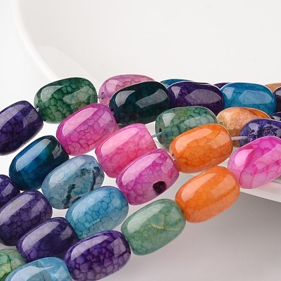 Barrel Natural Multi-Color Agate Bead Strands G-M350-11-1