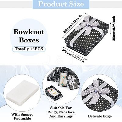 Polka Dot Print Cardboard Jewelry Gift Boxes with Bowknot CON-TAC0001-10E-1