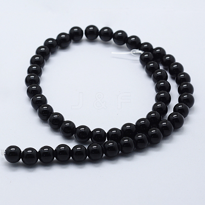 Natural Black Onyx Beads Strands G-P369-01-8mm-1