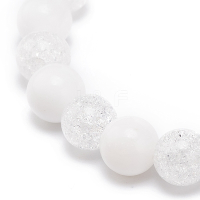 Natural Gemstone & Synthetic Crackle Quartz Round Beaded Stretch Bracelet for Women BJEW-JB08528-1