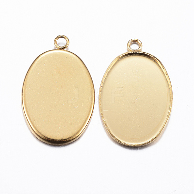 Ion Plating(IP) 304 Stainless Steel Pendant Cabochon Settings X-STAS-H378-06G-1
