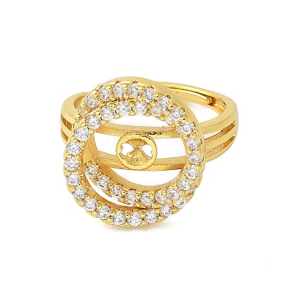 Brass Micro Pave Cubic Zirconia Adjustable Ring Settings KK-K297-05G-1