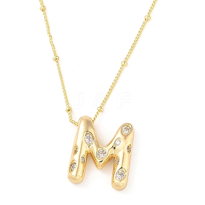 Brass Micro Pave Clear Cubic Zirconia Pendant Necklaces NJEW-Z038-01G-M-1