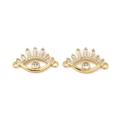 Rack Plating Brass Pave Clear Cubic Zirconia Connector Charms KK-D087-06G-1
