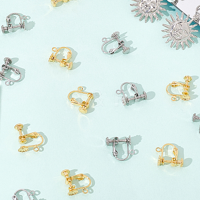 20Pcs 2 Colors 316 Surgical Stainless Steel Clip-on Earring Findings STAS-SC0010-45-1