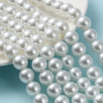 Baking Paint Pearlized Glass Pearl Round Bead Strands X-HY-Q003-12mm-01-1
