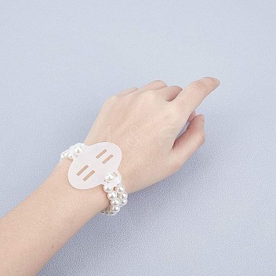 Plastic Imitation Pearl Stretch Bracelets FIND-NB0001-22-1