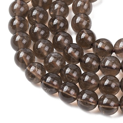 Natural Smoky Quartz Round Beads Strands G-E329-6mm-38B-1