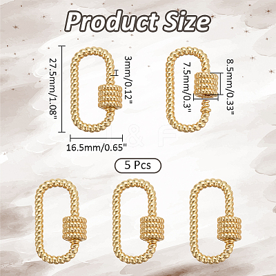 5Pcs Brass Screw Carabiner Lock Charms KK-NB0003-53-1
