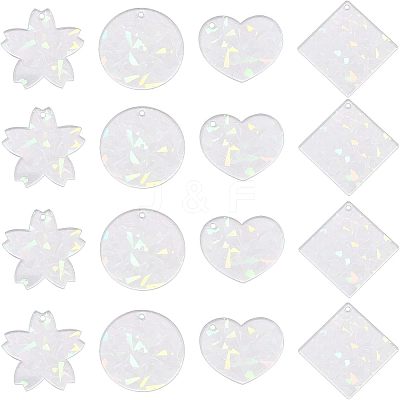 16Pcs 4 Style Transparent Acrylic Pendants FIND-NB0002-58-1