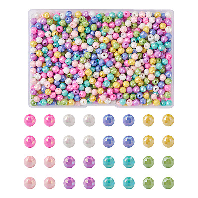 800Pcs 8 Colors Opaque Acrylic Beads MACR-PJ0001-05-1