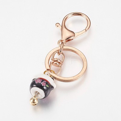 Handmade Porcelain Kitten Keychain KEYC-D056-E-1